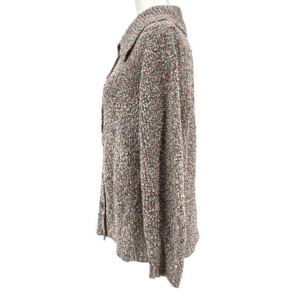 Dressbarn 1X Fuzzy Multicolor Fiber Collared Button-Up Cardigan - Picture 3 of 11